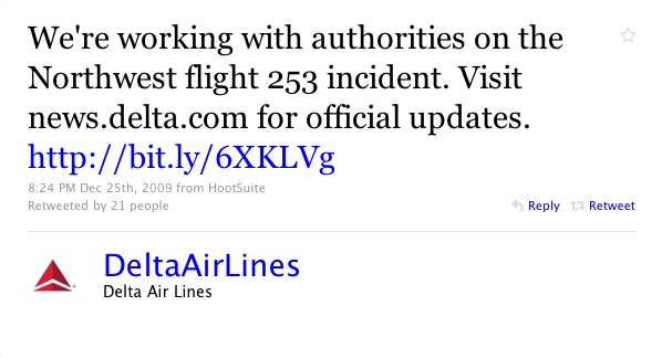 Delta 12/25 Tweet